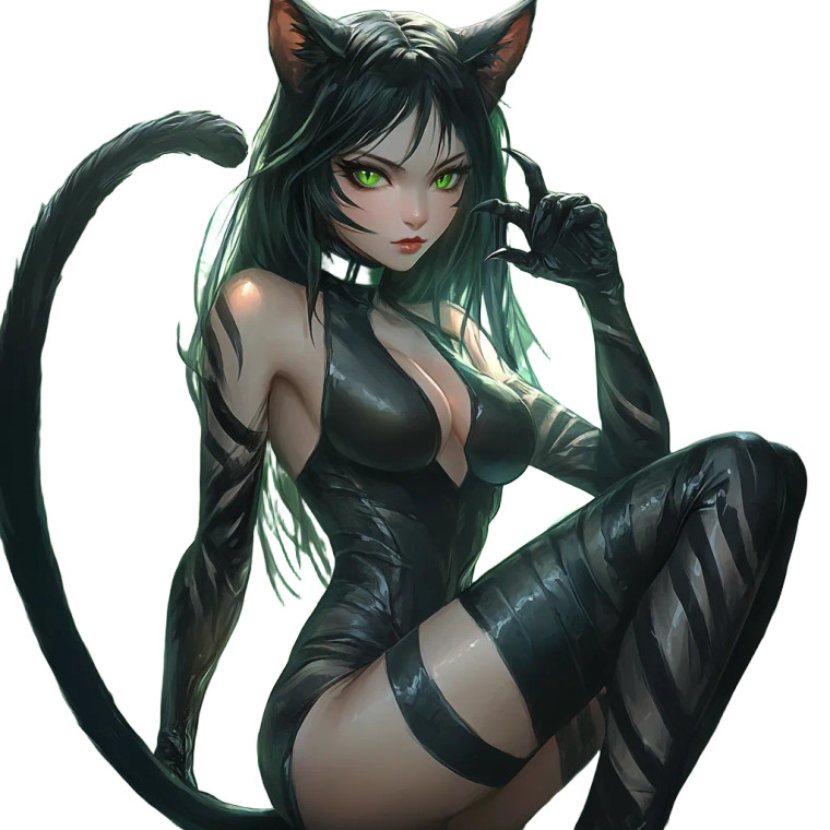 Anime Feline Warrior Vinyl Car Decal Sticker – Waterproof & UV-Resistant 8"