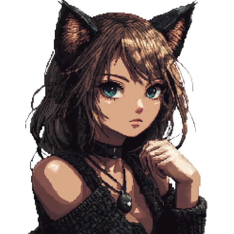 Pixel Cat Girl Vinyl Car Decal Sticker – Waterproof & UV-Resistant 8"