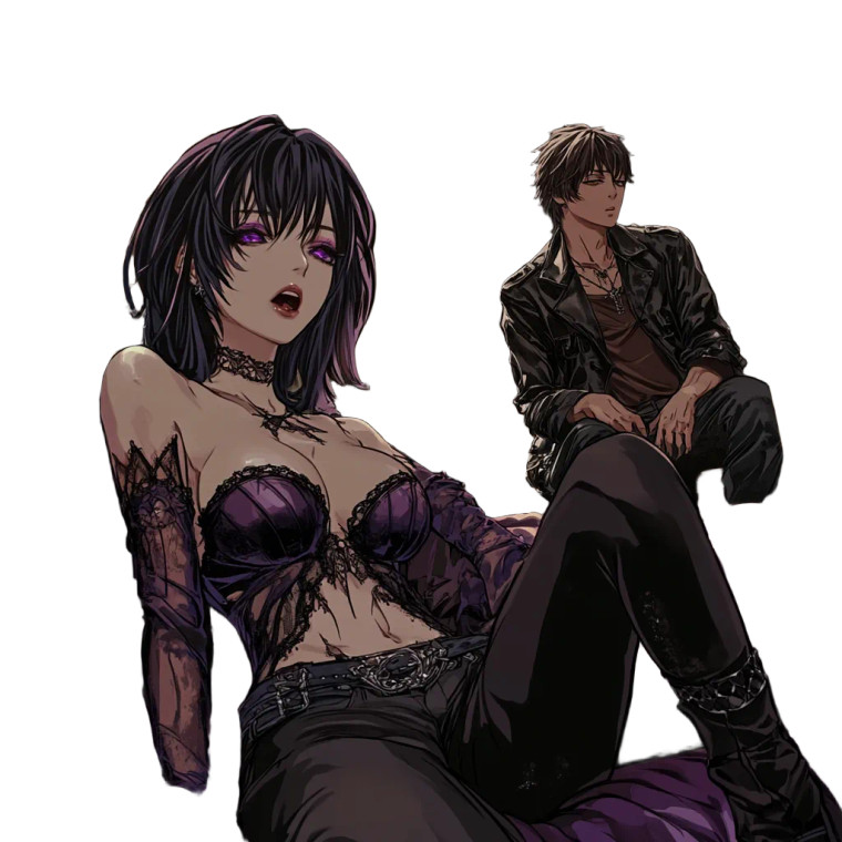 Gothic Anime Duo Vinyl Car Decal Sticker – Waterproof & UV-Resistant 8"