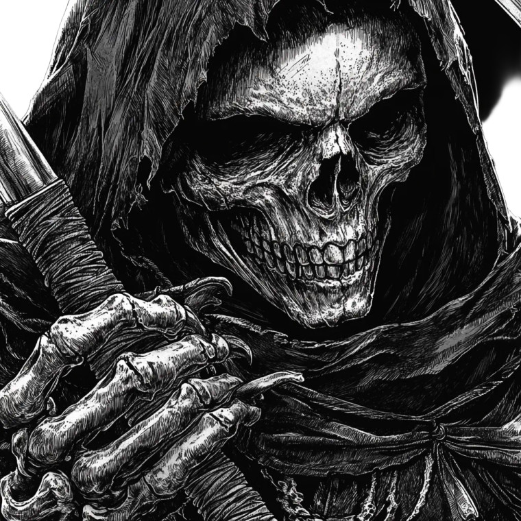 Grim Reaper Close-Up Vinyl Car Decal Sticker – Waterproof & UV-Resistant 8"