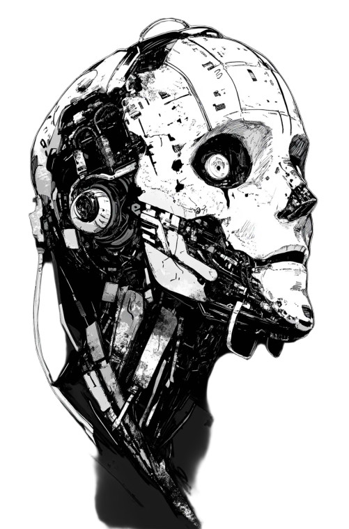 Cyborg Manga Head Vinyl Car Decal Sticker – Waterproof & UV-Resistant 8"