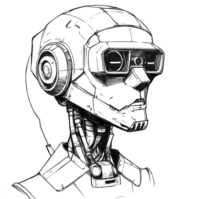 Robot Line Art Vinyl Car Decal Sticker – Waterproof & UV-Resistant 8"