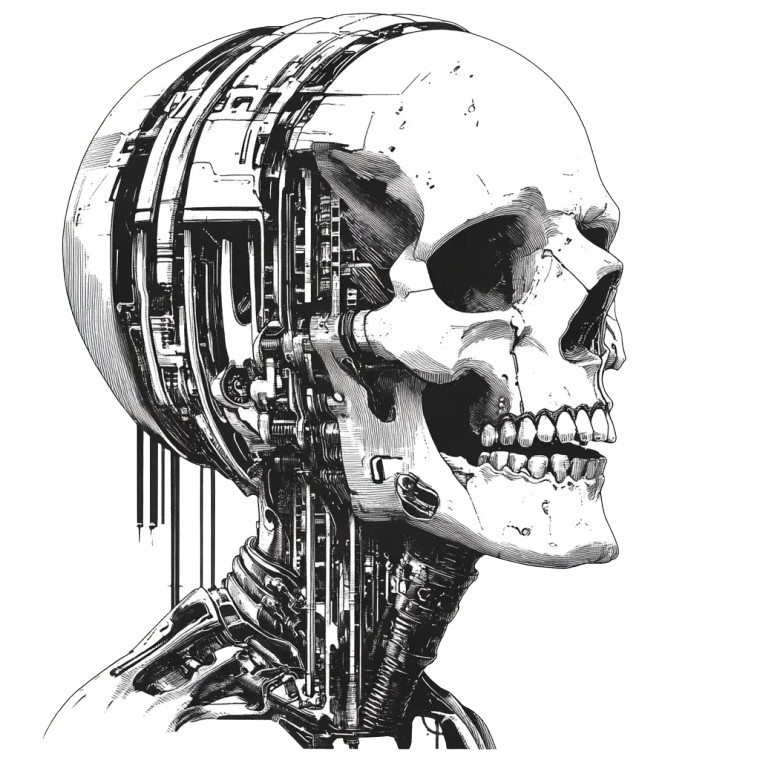 Gigeresque Mechanical Skull Vinyl Car Decal Sticker – Waterproof & UV-Resistant 8"