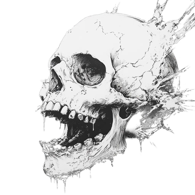 Haunted Skull Sketch Vinyl Car Decal Sticker – Waterproof & UV-Resistant 8"