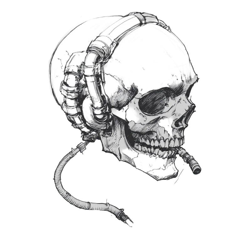 Angry Skull With Pipes Vinyl Car Decal Sticker – Waterproof & UV-Resistant 8"