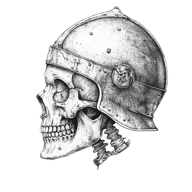 Medieval Skull Helmet Vinyl Car Decal Sticker – Waterproof & UV-Resistant 8"