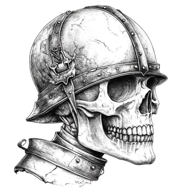 Armored Skull Art Vinyl Car Decal Sticker – Waterproof & UV-Resistant 8"