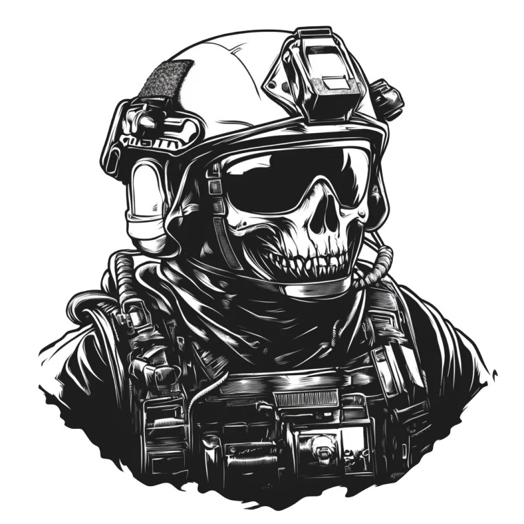 Skull Military Helmet Vinyl Car Decal Sticker – Waterproof & UV-Resistant 8"