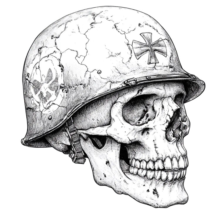 Skull In German Helmet Vinyl Car Decal Sticker – Waterproof & UV-Resistant 8"