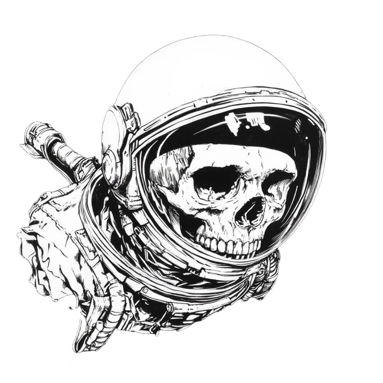 Space Helmet Skull Vinyl Car Decal Sticker – Waterproof & UV-Resistant 8"