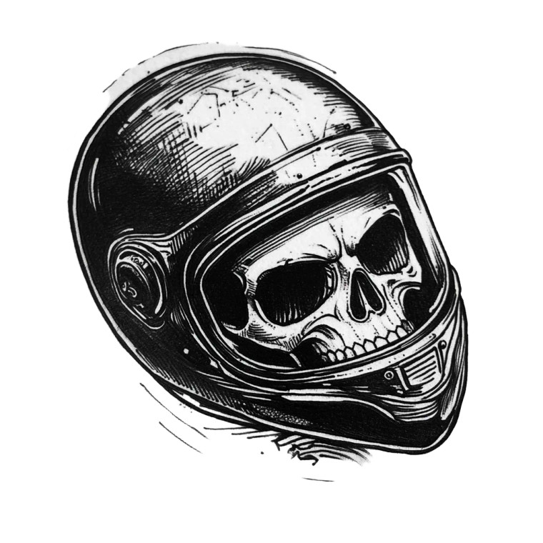 Skull Motorcycle Helmet Vinyl Car Decal Sticker – Waterproof & UV-Resistant 8"