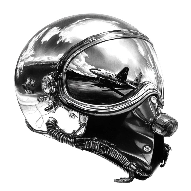 Pilot Helmet Reflection Vinyl Car Decal Sticker – Waterproof & UV-Resistant 8"