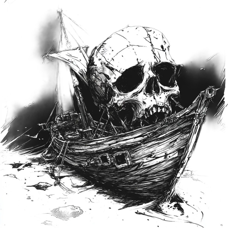 Futuristic Pirate Ship Vinyl Car Decal Sticker – Waterproof & UV-Resistant 8"