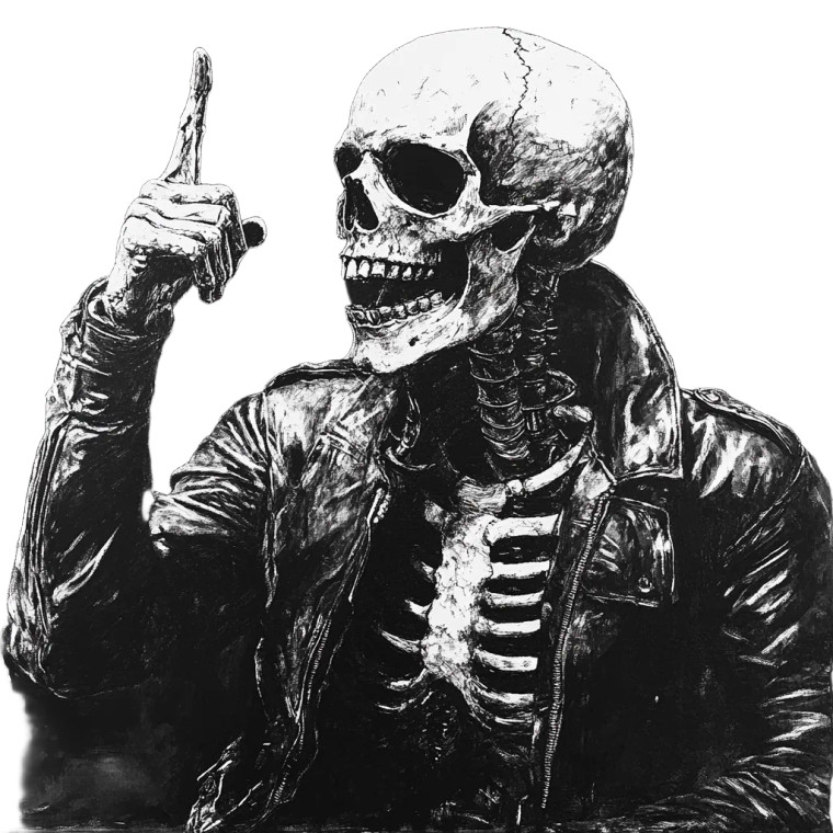 Defiant Skeleton Biker Vinyl Car Decal Sticker – Waterproof & UV-Resistant 8"