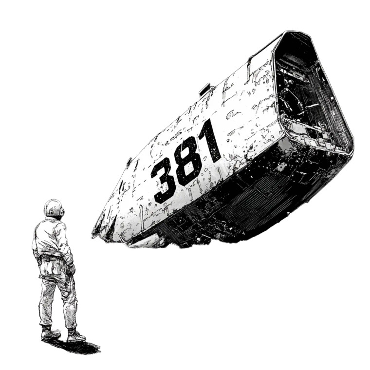 Crashed Space Battlecruiser Vinyl Car Decal Sticker – Waterproof & UV-Resistant 8"