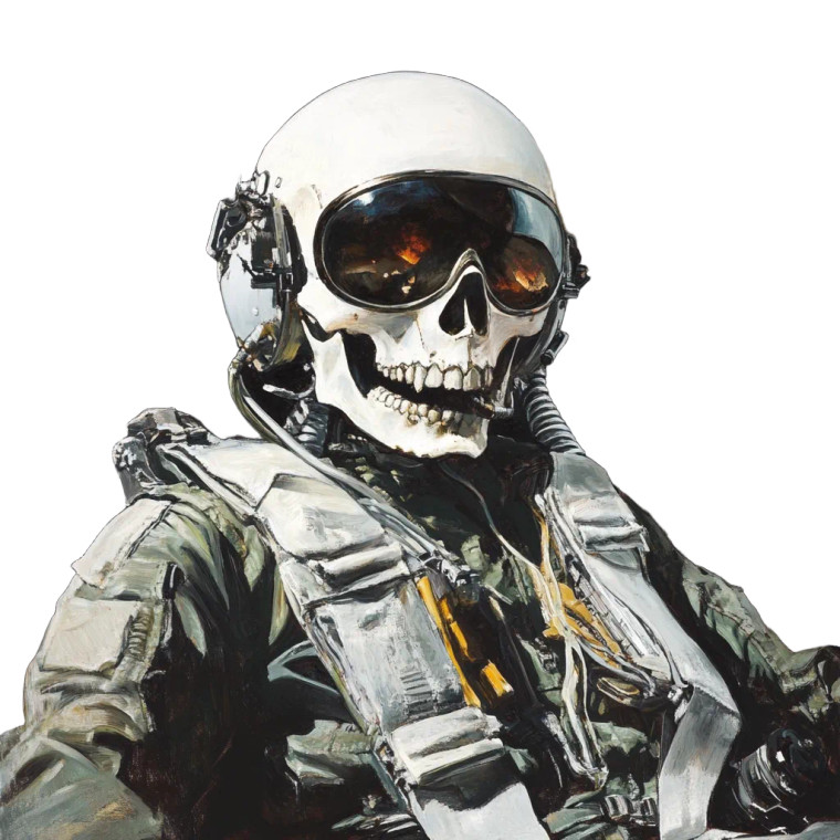 Skeleton Pilot Vinyl Car Decal Sticker – Waterproof & UV-Resistant 8"