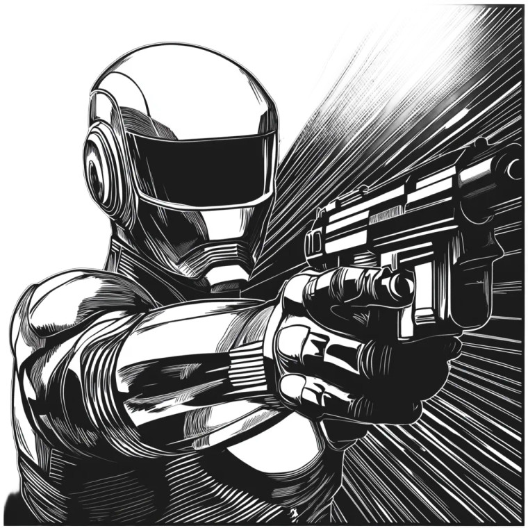 Futuristic Robocop Engraving Vinyl Car Decal Sticker – Waterproof & UV-Resistant 8"