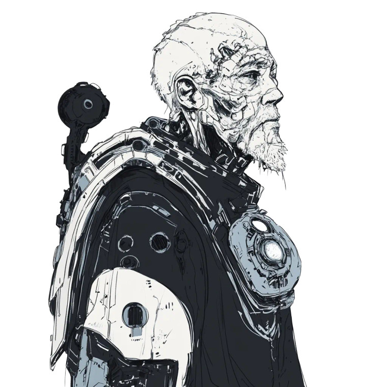 Scarred Sci-Fi Elder Vinyl Car Decal Sticker – Waterproof & UV-Resistant 8"