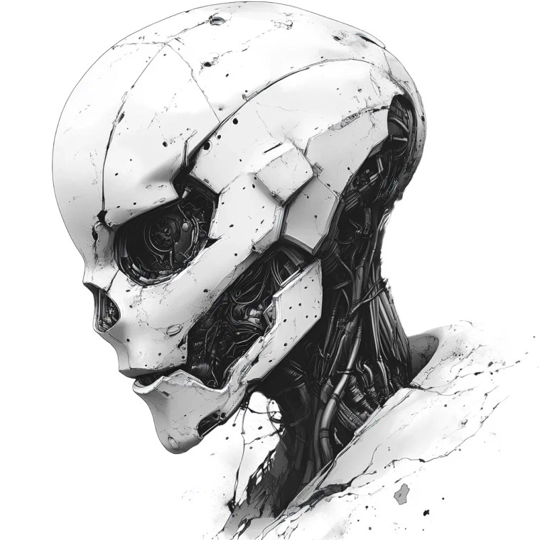 Tattoo Robot Logo Vinyl Car Decal Sticker – Waterproof & UV-Resistant 8"