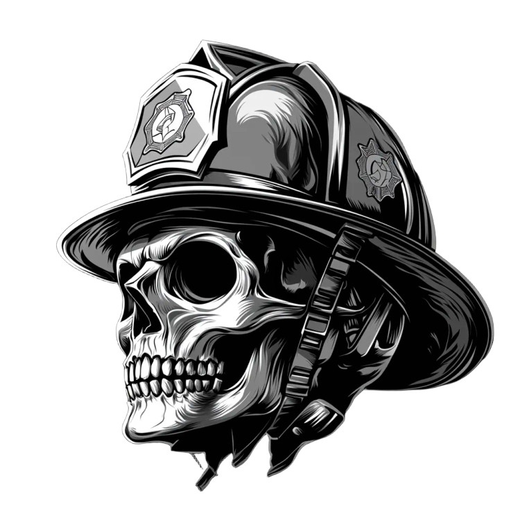 Fiery Skull Helmet Vinyl Car Decal Sticker – Waterproof & UV-Resistant 8"