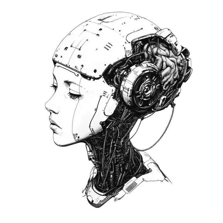 Robot Brain Logo Vinyl Car Decal Sticker – Waterproof & UV-Resistant 8"