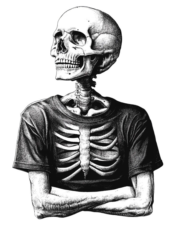 Speaking Skeleton Illustration Vinyl Car Decal Sticker – Waterproof & UV-Resistant 8"