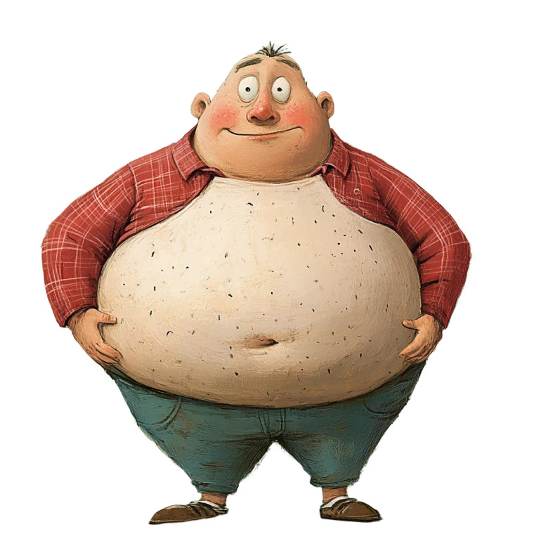 Fat Belly Illustration Vinyl Car Decal Sticker – Waterproof & UV-Resistant 8"