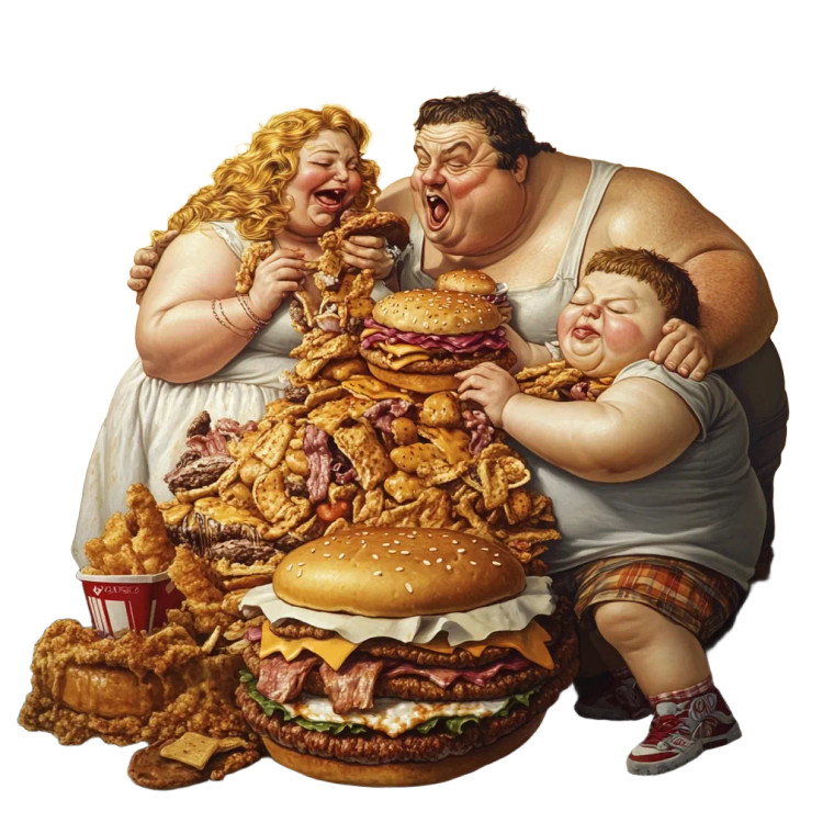 Gluttonous Family Feast Vinyl Car Decal Sticker – Waterproof & UV-Resistant 8"