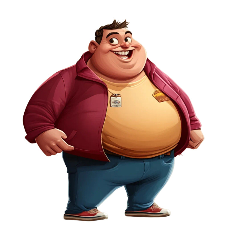 Funny Fatso Man Vinyl Car Decal Sticker – Waterproof & UV-Resistant 8"