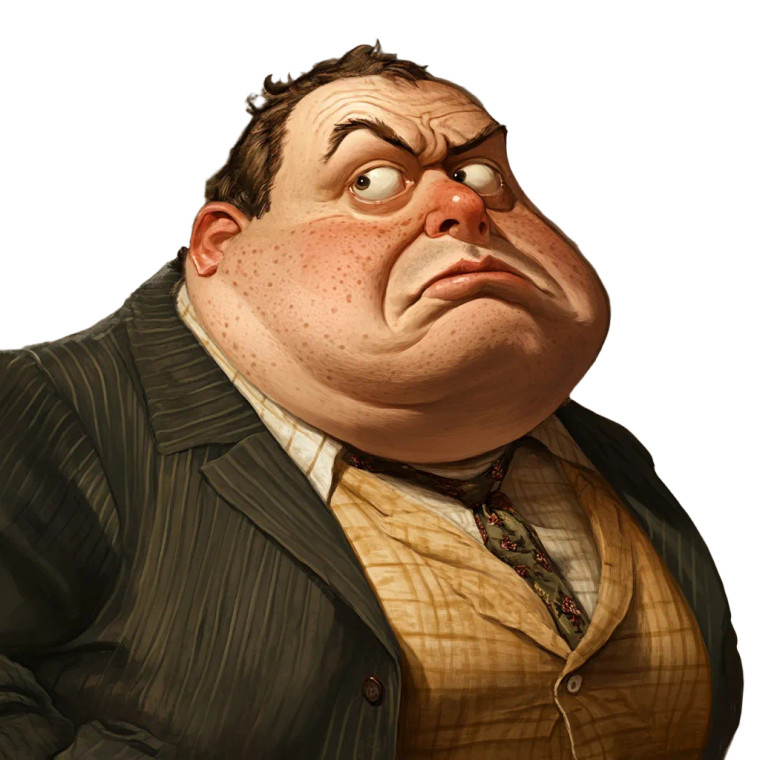 Fat Man Disappointed Vinyl Car Decal Sticker – Waterproof & UV-Resistant 8"