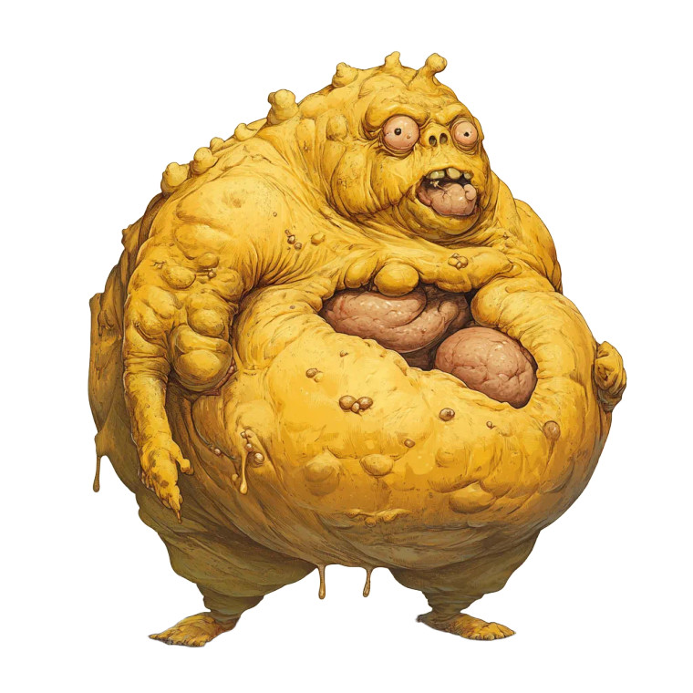 Organ Fat Illustration Vinyl Car Decal Sticker – Waterproof & UV-Resistant 8"