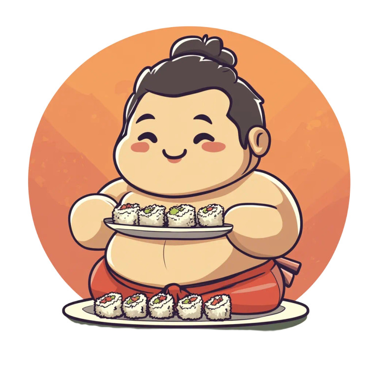 Kawaii Sumo Sushi Vinyl Car Decal Sticker – Waterproof & UV-Resistant 8"