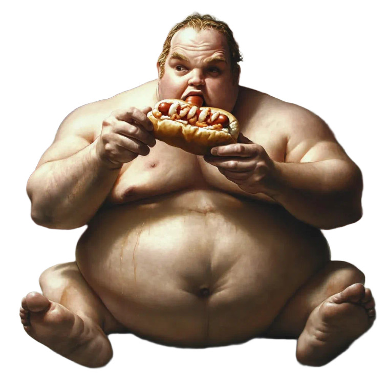 Obese Man Eating V2 Vinyl Car Decal Sticker – Waterproof & UV-Resistant 8"