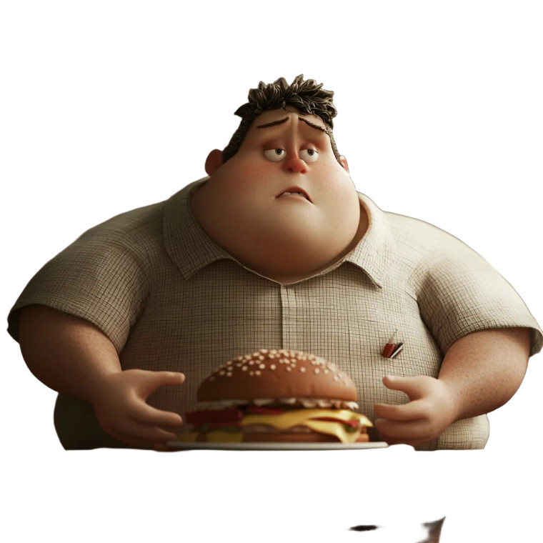 Obese Young Cartoon Vinyl Car Decal Sticker – Waterproof & UV-Resistant 8"