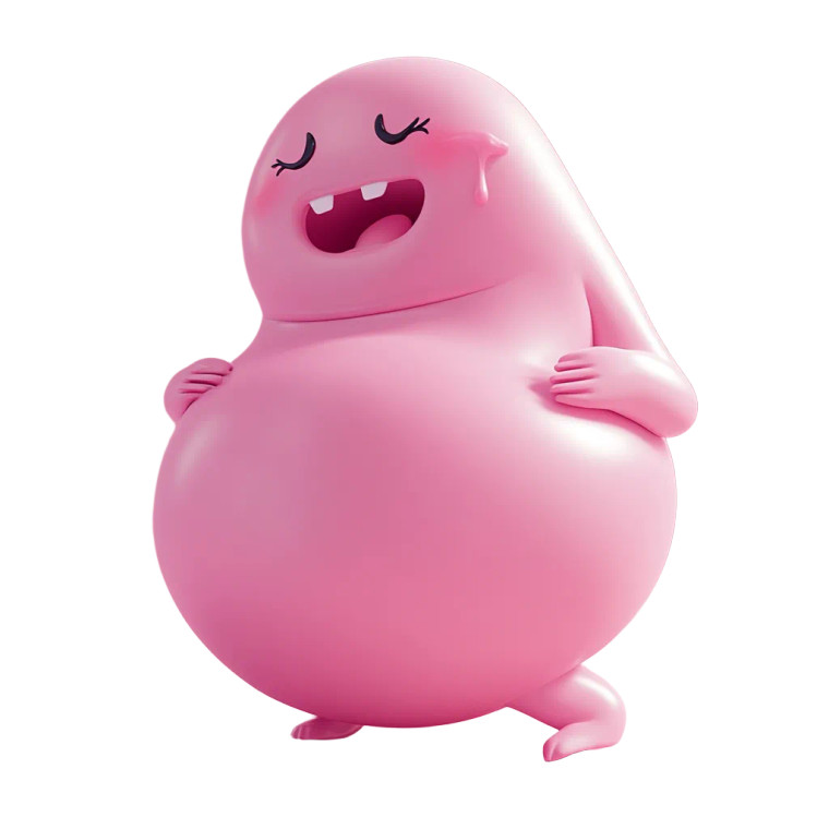 Pink Cartoon Stomach Vinyl Car Decal Sticker – Waterproof & UV-Resistant 8"