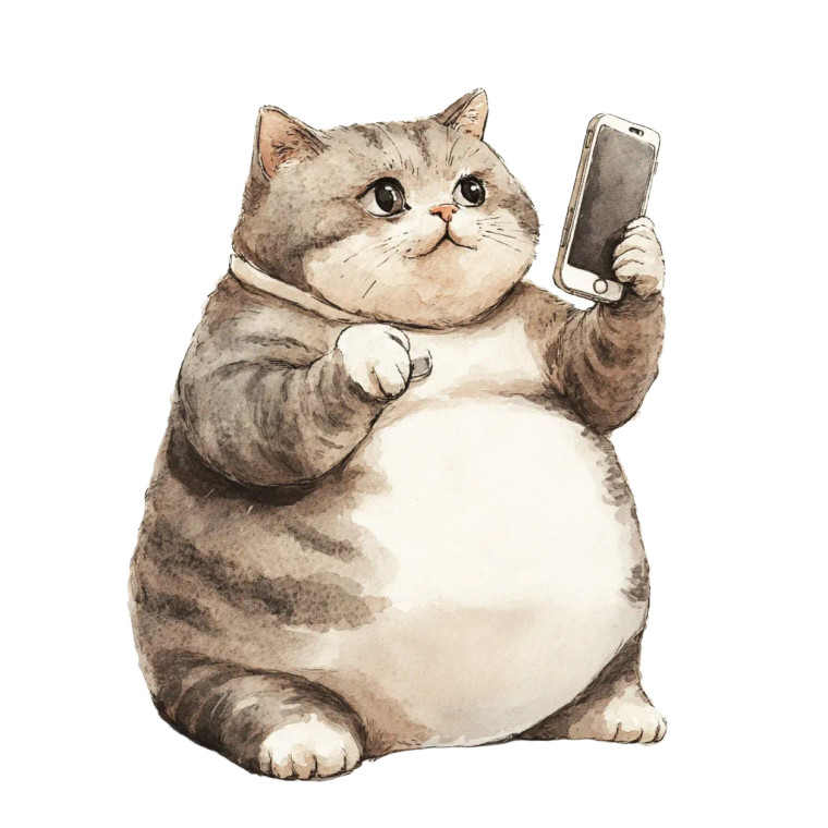 Chubby Cat Iphone Vinyl Car Decal Sticker – Waterproof & UV-Resistant 8"