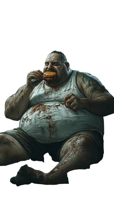 Obese Man Eating V4 Vinyl Car Decal Sticker – Waterproof & UV-Resistant 8"