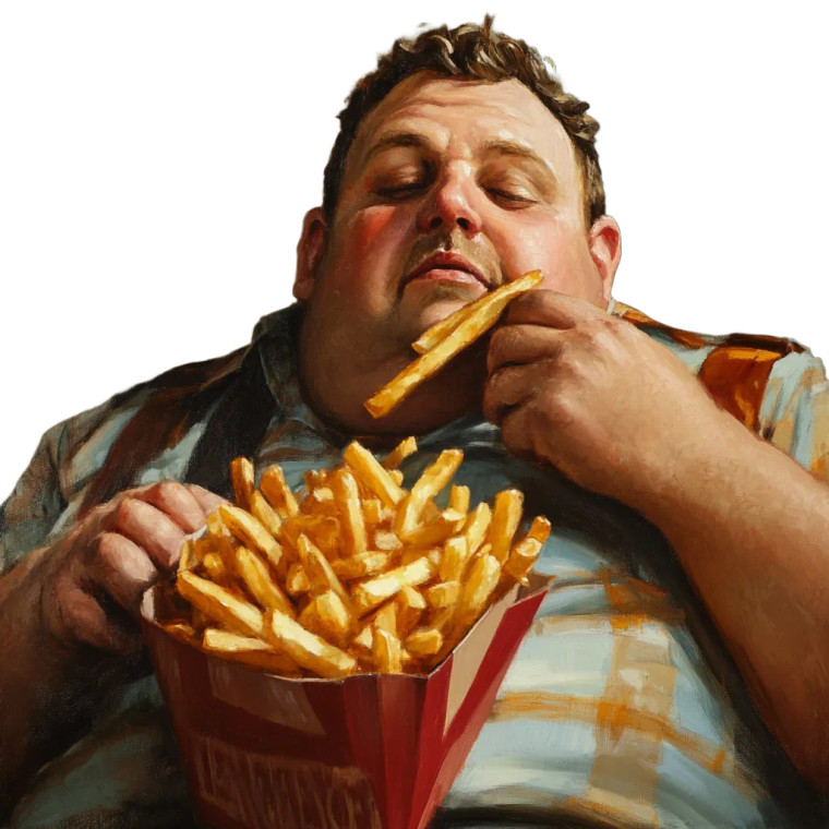 Fat Guy Eating V2 Vinyl Car Decal Sticker – Waterproof & UV-Resistant 8"