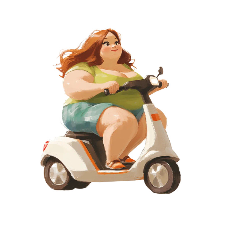 Obese Woman Scooter Vinyl Car Decal Sticker – Waterproof & UV-Resistant 8"