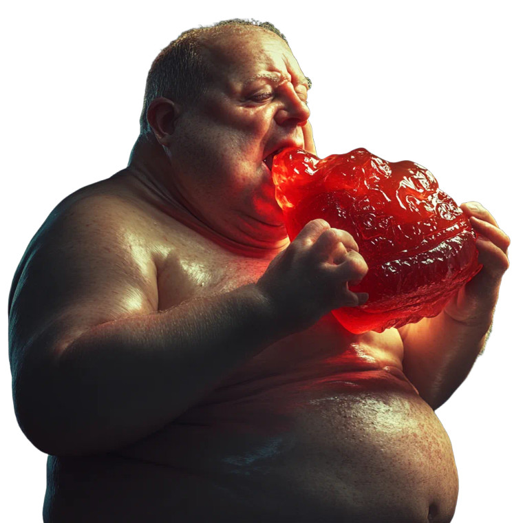 Bloated Man Eating Vinyl Car Decal Sticker – Waterproof & UV-Resistant 8"