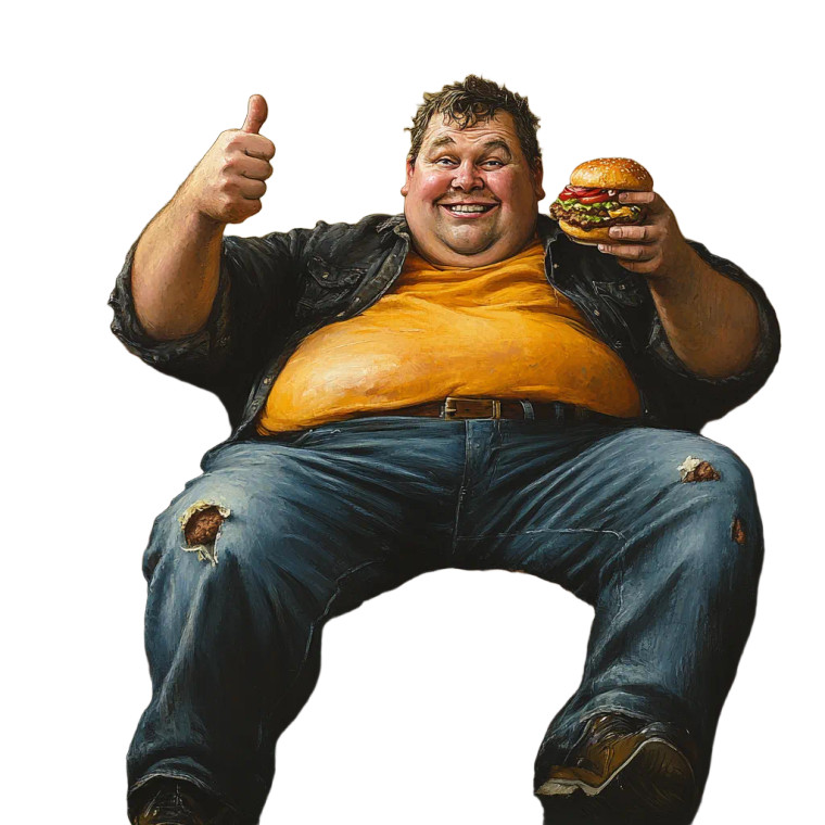 Happy Fat Man V2 Vinyl Car Decal Sticker – Waterproof & UV-Resistant 8"