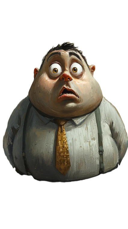 Shocked Fat Man Vinyl Car Decal Sticker – Waterproof & UV-Resistant 8"