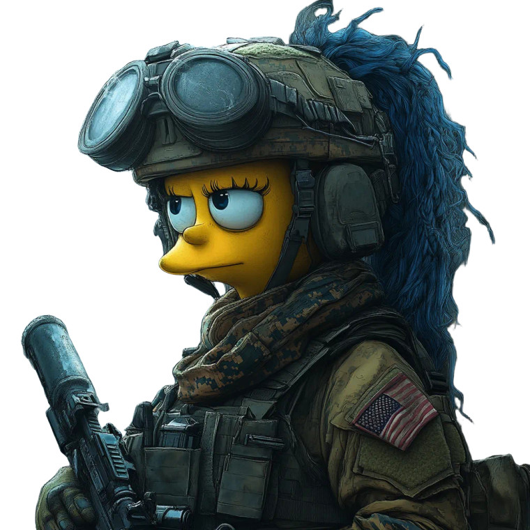 Marge Simpson Soldier Vinyl Car Decal Sticker – Waterproof & UV-Resistant 8"