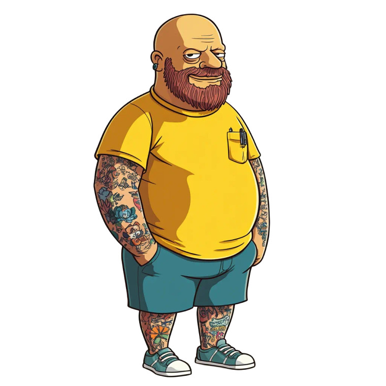 Tattooed Simpson'S Man Vinyl Car Decal Sticker – Waterproof & UV-Resistant 8"