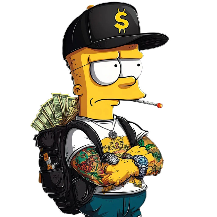 Thug Bart Simpson Vinyl Car Decal Sticker – Waterproof & UV-Resistant 8"