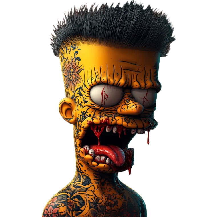 Scary Tattooed Homer Vinyl Car Decal Sticker – Waterproof & UV-Resistant 8"