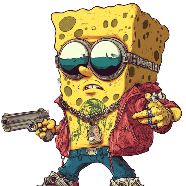 Gangsta Spongebob Vinyl Car Decal Sticker – Waterproof & UV-Resistant 8"