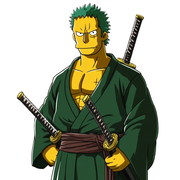 Simpsons Style Zoro Vinyl Car Decal Sticker – Waterproof & UV-Resistant 8"