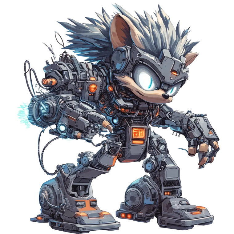 Hedgehog Mecha Sticker Vinyl Car Decal Sticker – Waterproof & UV-Resistant 8"