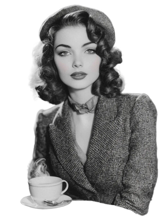 1930S Tea Room Lady Vinyl Car Decal Sticker – Waterproof & UV-Resistant 8"